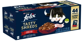 FELIX Tasty Shreds kura,hovädzie,kačica,morka v šťave 44x80g